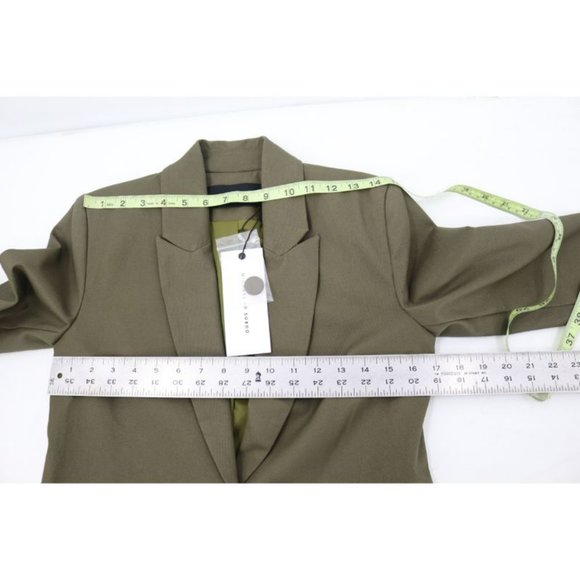 NWT‎ Michael Lo Sordo Crop Blazer Womens 6 One Button Cotton Green peak lapel - Picture 8 of 13